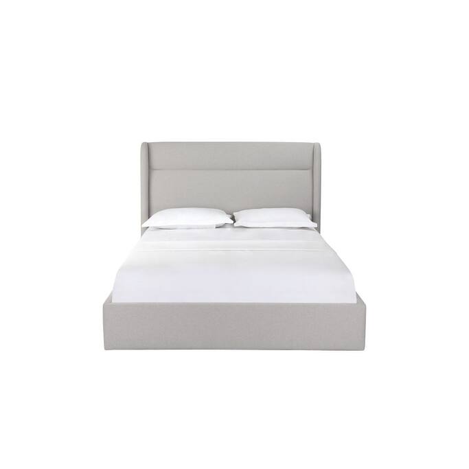 HomeRoots Gray Fabric Upholstered Queen Bed Frame