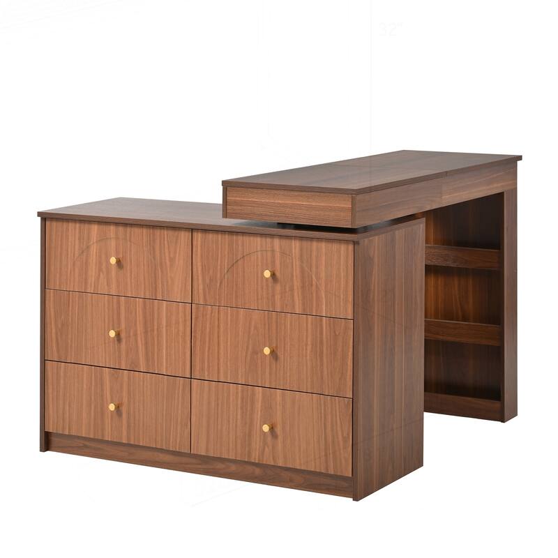Versatile Vanity Desk with Mirror and Abundant Storage for Bedroom
