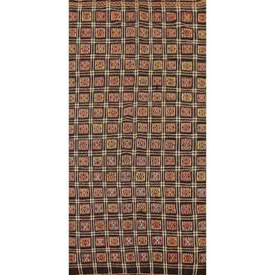 Hand Woven Oriental 100% Wool Carpet Southwestern Tribal Multi-Colored Kilim Runner Rug - 9' 1'' X 4' 2''