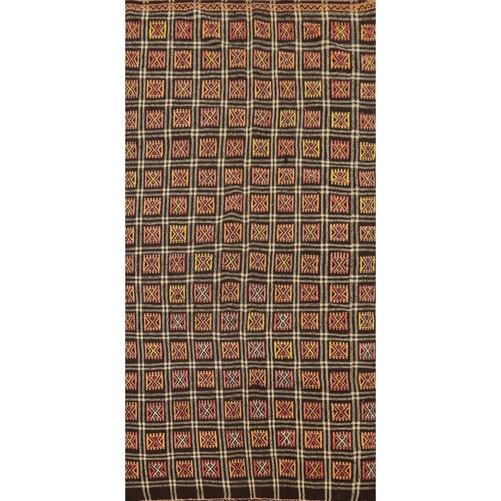 Hand Woven Oriental 100% Wool Carpet Southwestern Tribal Multi-Colored Kilim Runner Rug - 9' 1'' X 4' 2''