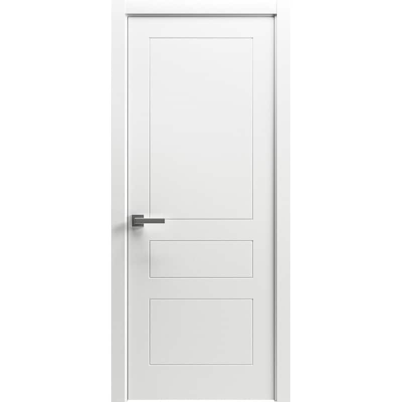 Interior Solid French Door / Mela 0733 Painted White / Single Regular Panel Frame Handle / Bathroom Bedroom Modern Doors - 32 x 84