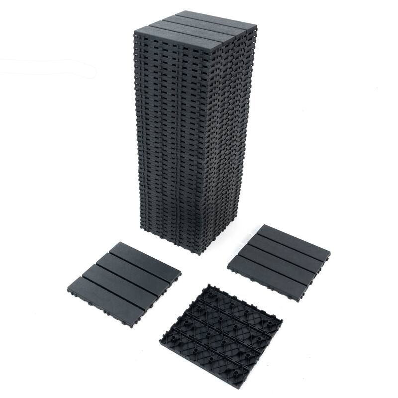 Plastic Interlocking Deck Tiles 44 Pack Patio Deck Tiles 12"x12" Square Waterproof