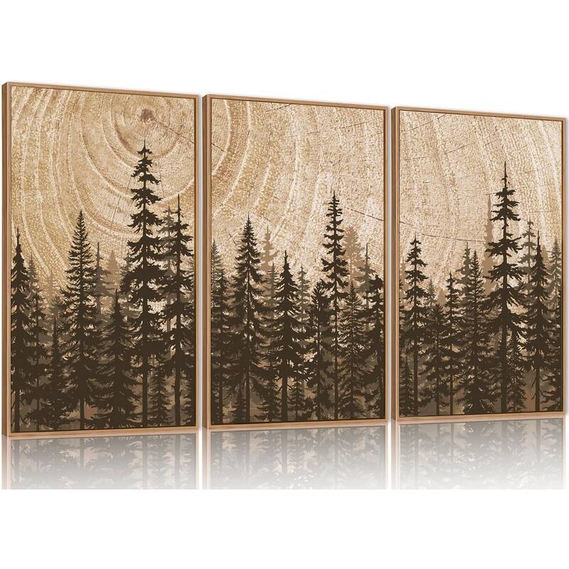Natural Woodland Landscape Wall Decor, Large Retro Forest Painting - 24 x 36