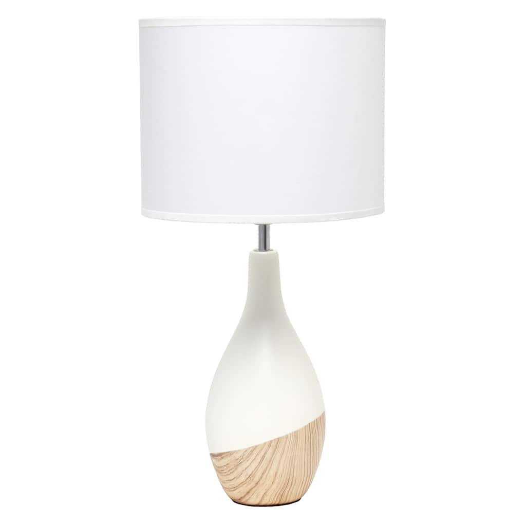 19 in. Light Wood Finish Table Lamp with White Shade, Sturdy Table Lamp for Living Rooms and Bedrooms