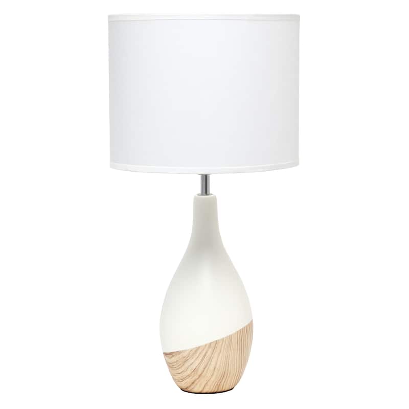 19 in. Light Wood Finish Table Lamp with White Shade, Sturdy Table Lamp for Living Rooms and Bedrooms