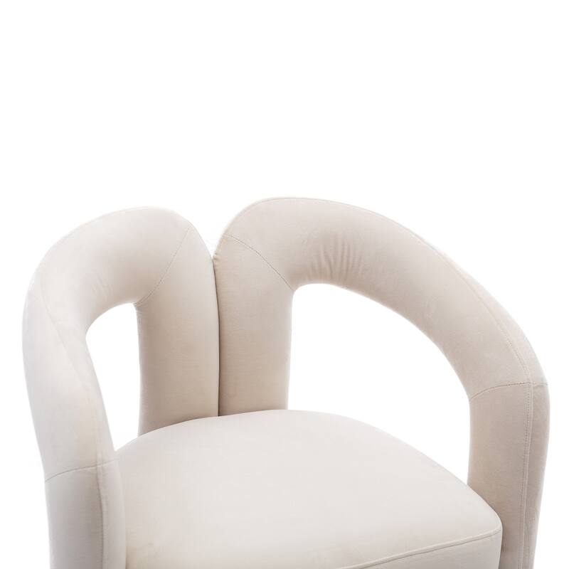 Beige 25.2" Accent Chair with Curved Backrest (Set of 2)