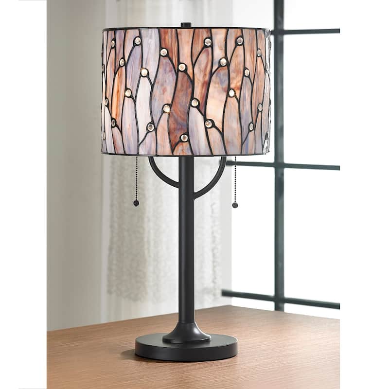 Vines 25"H Tiffany Table Lamp - Blue/Purple