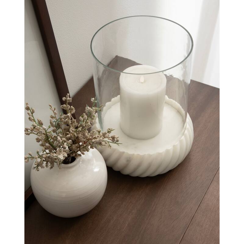Kate and Laurel Trenza Marble Candle Holder - 8x8x9
