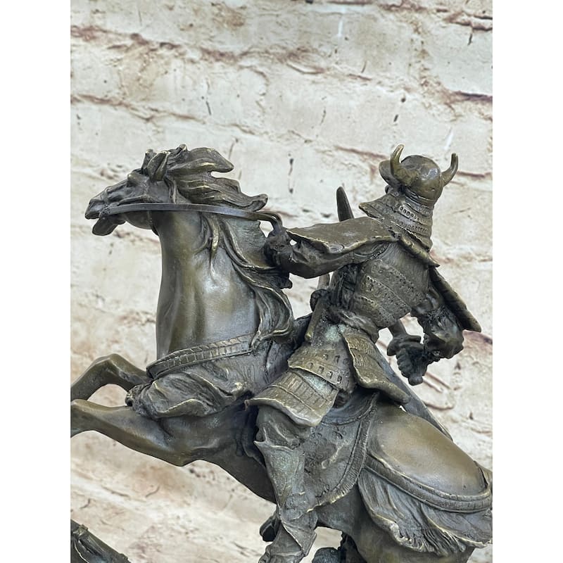 Japanese Samurai Warrior On Imitative Horseback Bronze Sculpture Statue Original Kamiko