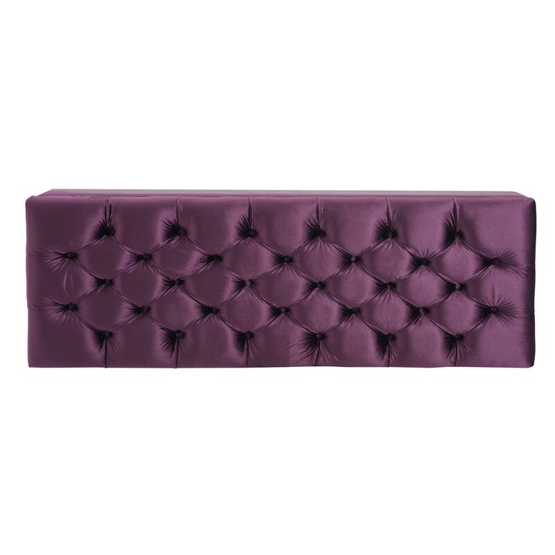 50.75" Velvet Storage Ottoman Bench, Upholstered End of Bed Ottoman Bench with Storage, Large Blanket Bench for Bedroom