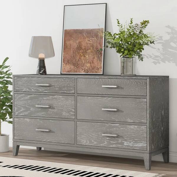 grey 6 drawer double dresser Watnature 6-Drawer Double Dresser in Classic Gray with Metal Glides for Bedroom Storage in the Dressers department at Lowes.com