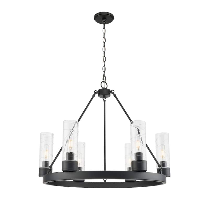 Innovations Lighting Downtown Urban - Boreas - 6 Light 29" Chandelier with 8" Shades - Deco Swirl/Matte Black