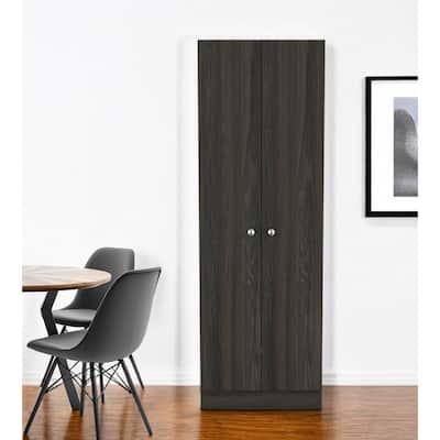 HomeRoots 71" Dark Brown Wood Pantry Or Storage Closet - 23.6' X '70.8' X '11.8