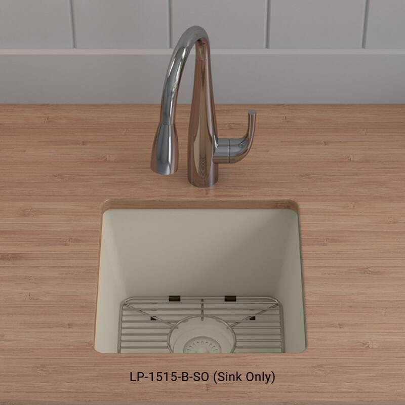 15 Inch Lexicon Platinum Quartz Composite Drop-in Undermount Single Bowl Galaxy Beige Kitchen Sink LP-1515-B-SO - 15x15