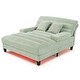 preview thumbnail 54 of 57, 57-In Chenille Upholstered Chaise Lounge with Adjustable Backrest & LED Light Strip