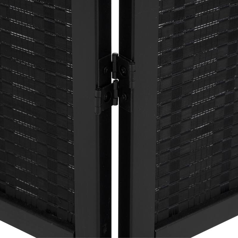 Roundhill Furniture Inkwell 4-Panel Bamboo Room Divider, Folding Portable Partition Screen