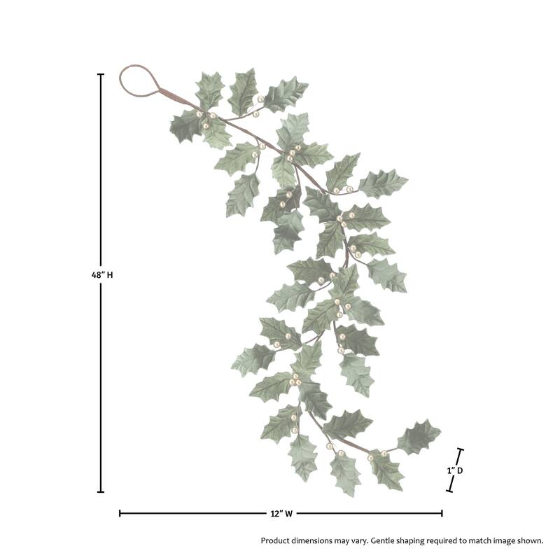 48" Garden Holiday Holly Garland