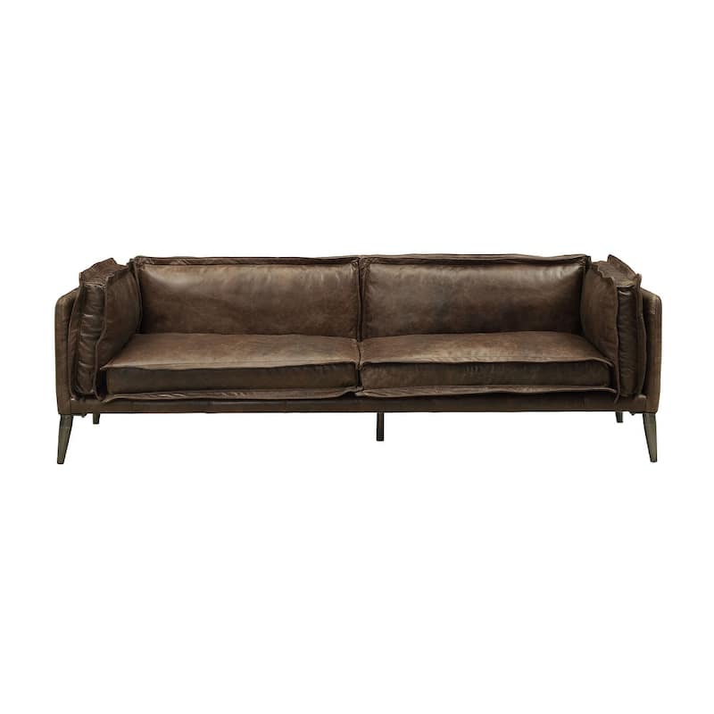 Andre Distress Chocolate Sofa with Metal Tapered Leg