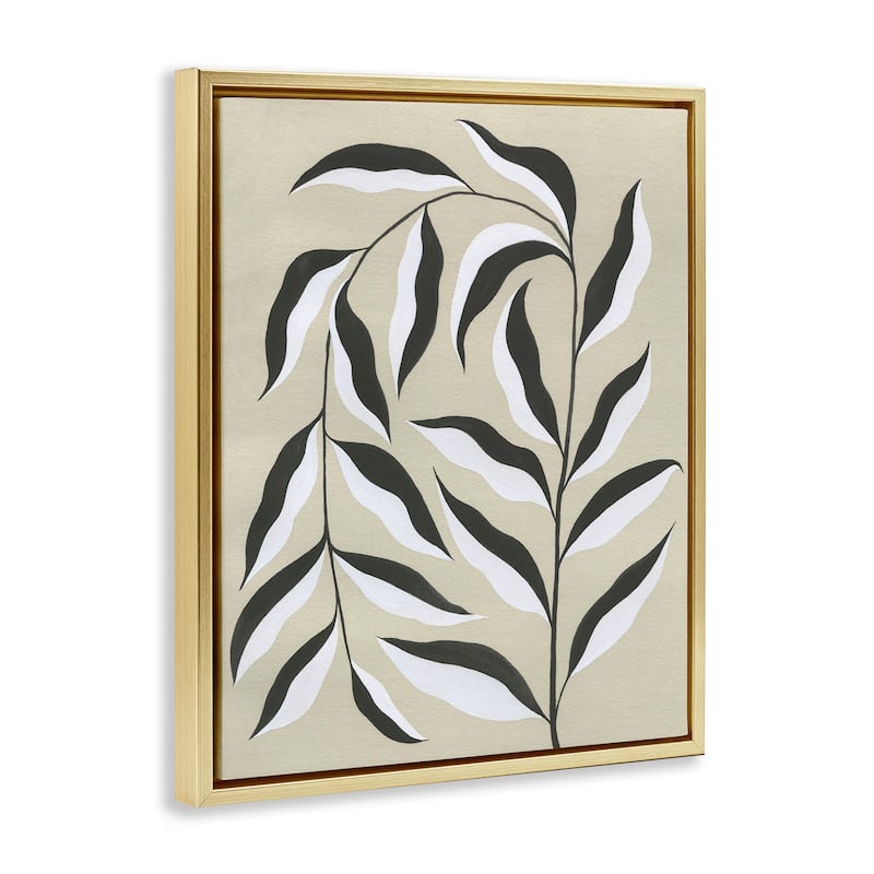 Stupell Natural Curved Vegetation Framed Floater Canvas Wall Art Design By Grace Popp