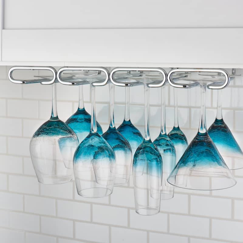 Rev-A-Shelf 11" Quad Under Cabinet Glass & Stemware Holder, Nickel, 3450-11SN - 3.2