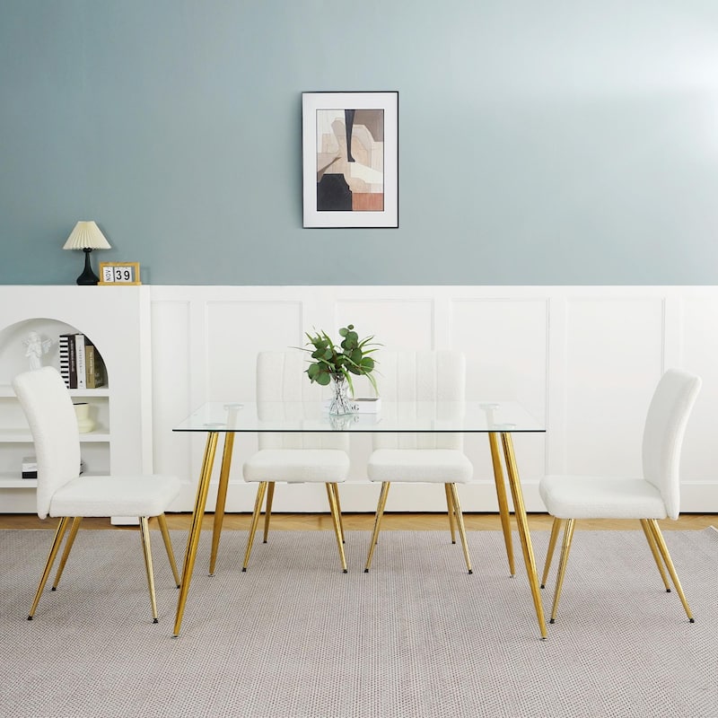 Modern White Teddy Wool Dining Chairs-Set of 4