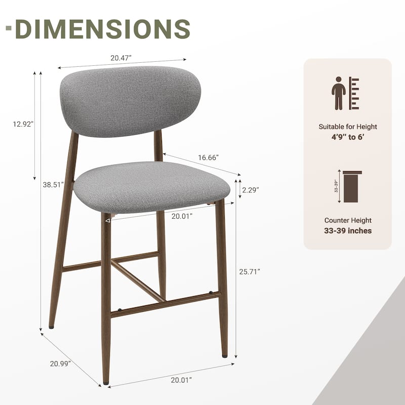 RENEWLINE 25 Inch Bar Stools with Backrest, Mid-Century Modern Counter Height Stools for Kitchen Island