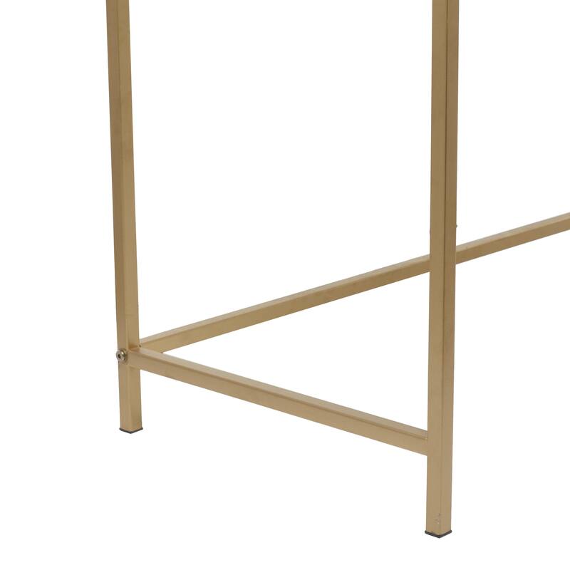 Wooden 2 Drawers Console Table with Gold Metal Frame - White - Roche River Decor