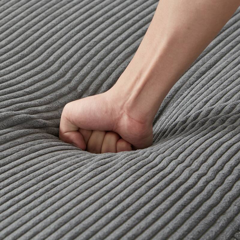 Corduroy Convertible Lounge Chaise with USB Ports, Cup Holders and Storage