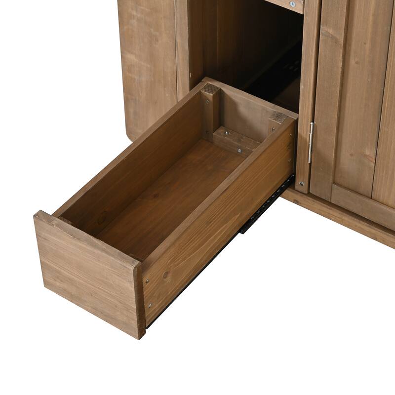 Christopher Knight Home - 54.33" Solid Wood Mobile Outdoor Kitchen Cart with Stainless Steel Top & Spice Rack & Lockable Wheels