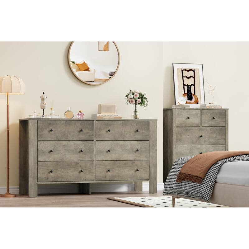 6 Drawer Dresser for Bedroom, Modern Wooden Storage Chest with Drawers