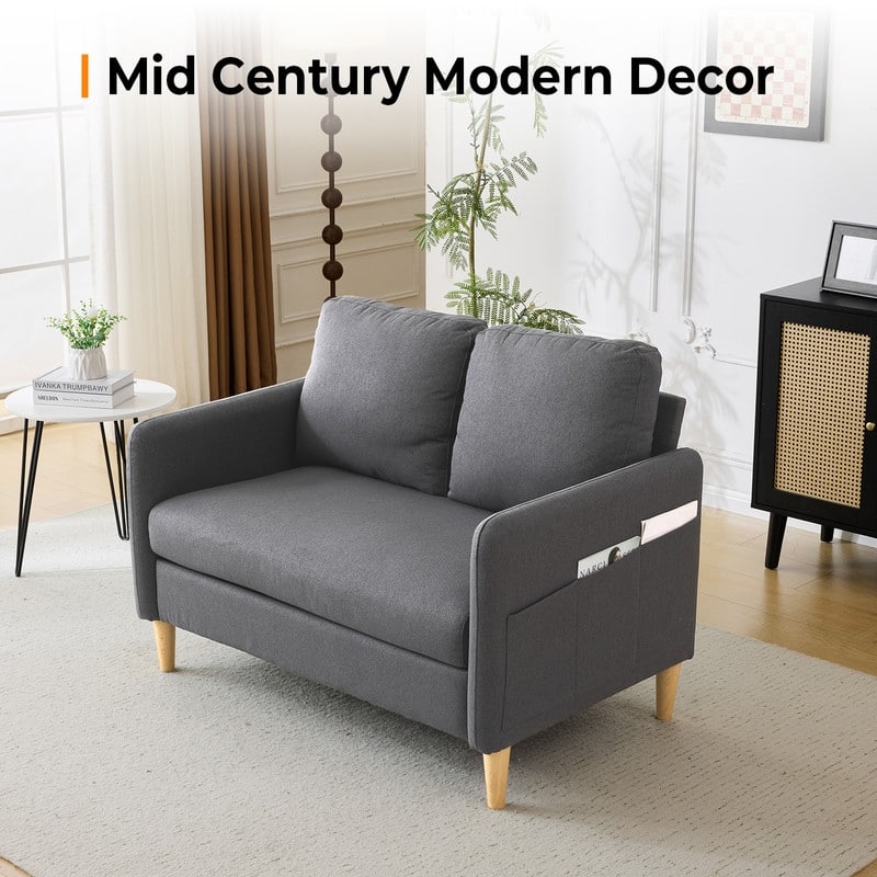 47 in. Modern Comfy Couch Loveseat with Side Storage For Living Room