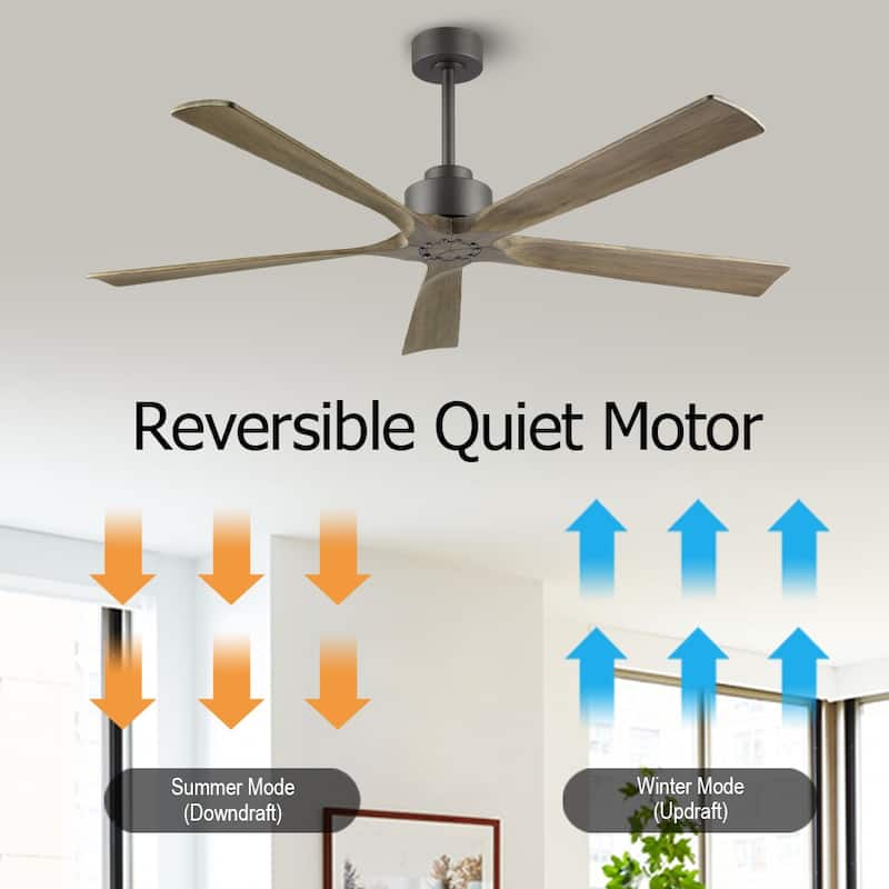 WINGBO 60" Solid Wood DC Motor Indoor Ceiling Fan with Remote·