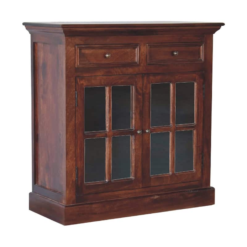 HomeRoots 35" Brown Distressed Solid Wood Accent Cabinet With Two Doors And Two Drawers