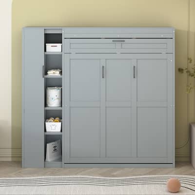 Full Smart Murphy Bed with LED Lighting & Storage, Space-Saving Design