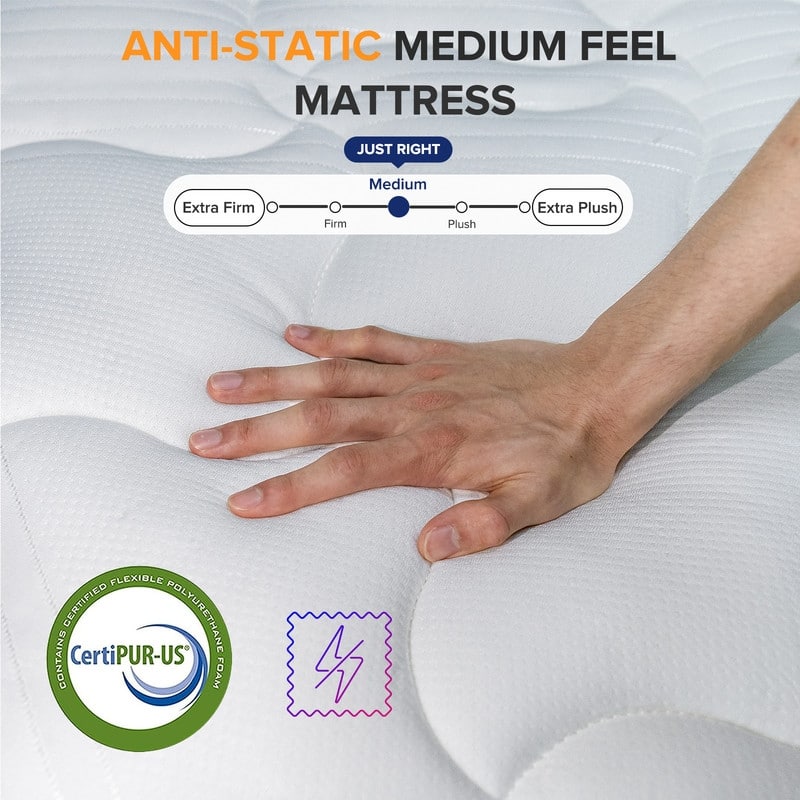 SweDrea 8/12 in Medium Firm Gel-infused Memory Foam Hybrid Mattress Cooling and Breathable with CertiPUR-US, SGS and OEKO-TEX