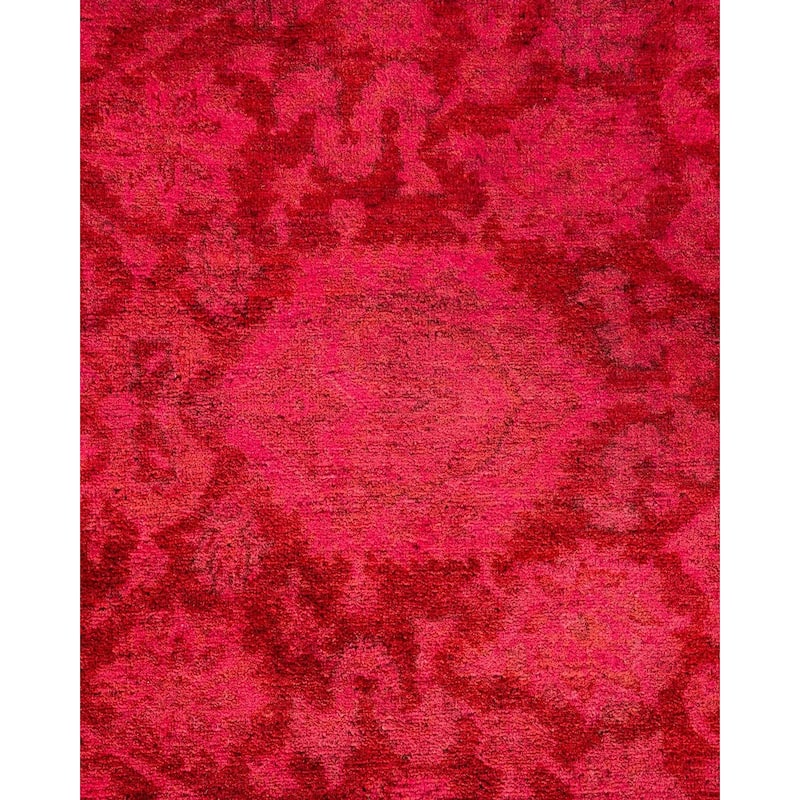 Overton Hand Knotted Wool Vintage Inspired Modern Contemporary Overdyed Pink Area Rug - 8' 2" x 10' 3"