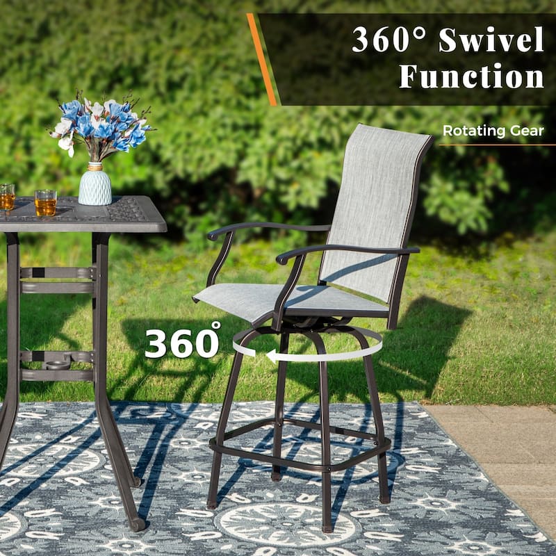 7-Piece Patio Bar Stool Set Textilene Swivel Stools