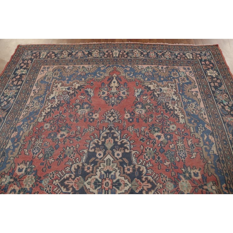 Hamedan Persian Vintage Rug Handmade Wool Carpet - 7'2"x 10'2"