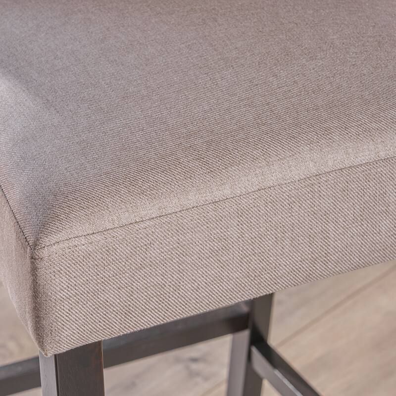 Modern Set of 2 Bar Stools with Leather Cushioned Backrests, Nailhead Trim, Solid Wood Legs for Dining Room Living Room Bar