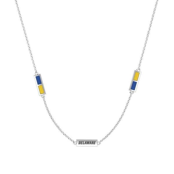 Shop University Of Delaware Sterling Silver Engraved Triple Station Necklace In Blue Yellow On Sale Overstock 29927071