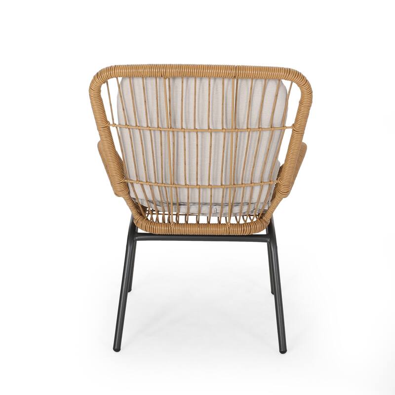 Wicker Club Chairs Set of 2, Patio Chair with Cushions, Metal Legs