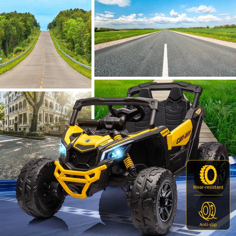 12V Ride on UTV Car, Licensed Can-Am Electric Off-Road Car, Ride on Truck Car for Kids