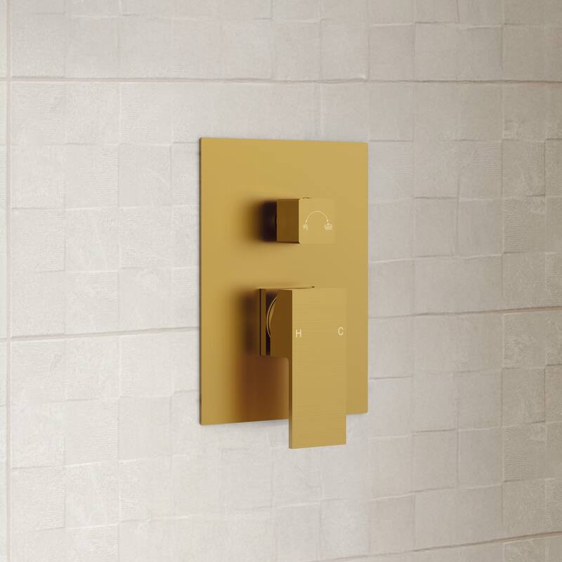 GRANDJOY 2-Spray Concealed Rain Shower System with Handheld, Wall-Mount Modern Design