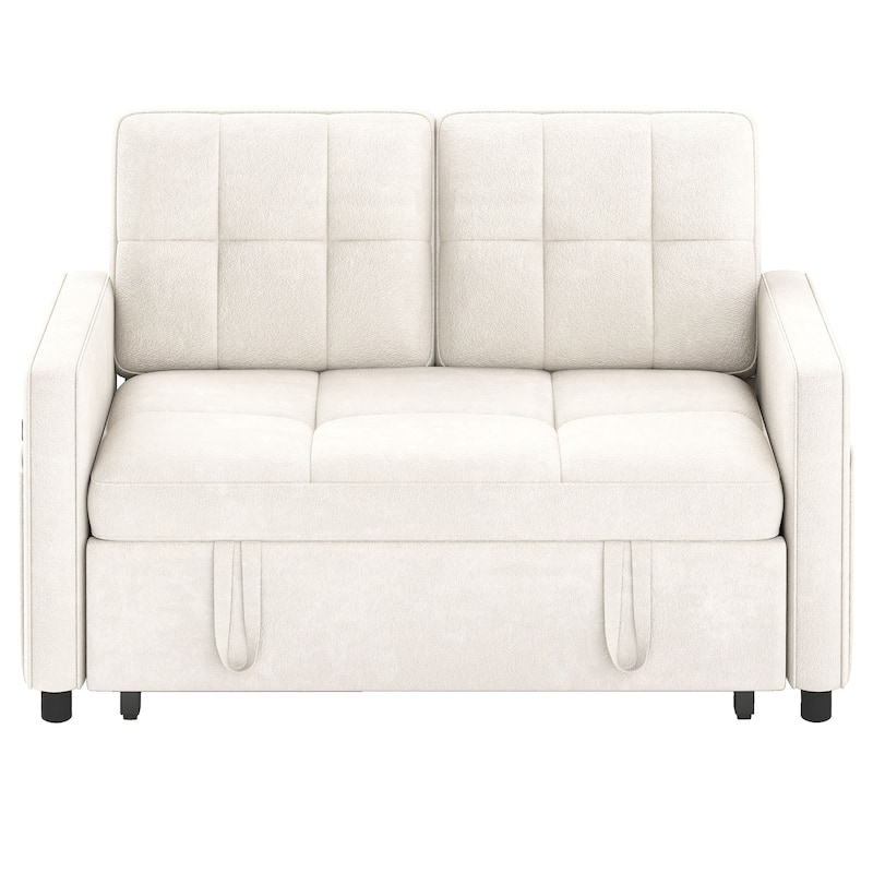 Moasis 3-in-1 Multi-Functional Sleeper Sofa with Iron Frame Pull-Out Bed,Loveseat Bed with USB Port