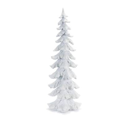 Flocked Carved Pine Tree Christmas Tabletop Decorations - 26"