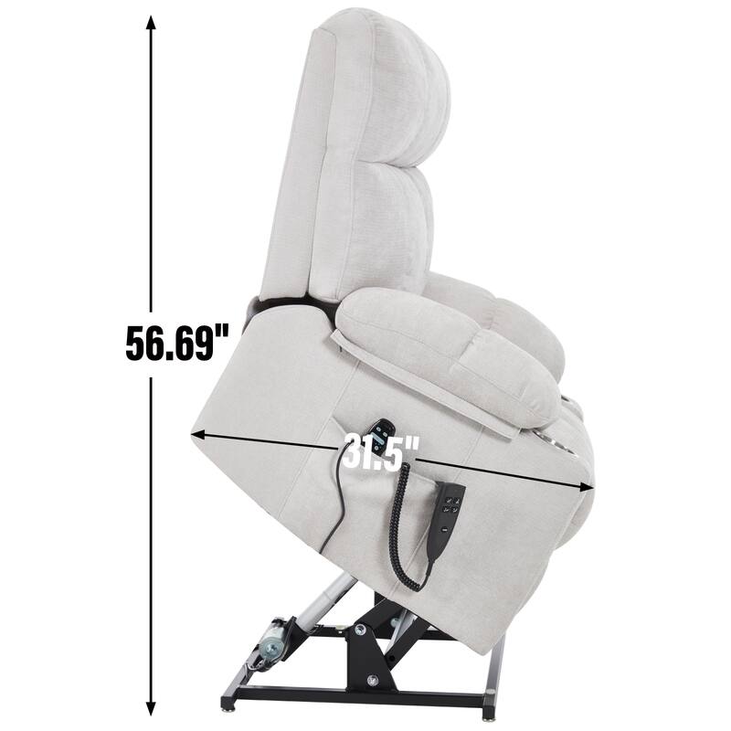 Dual Motor Infinite Position Power Lift Recliner, with 8-Point Vibration Massage and Lumbar Heating,Dual Cup Holders