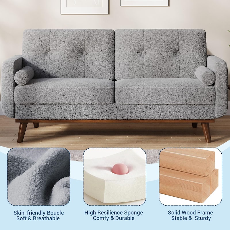 65" Loveseat Sofa, Mid Century Modern Couch Comfy Love Seat Couches for Living Room