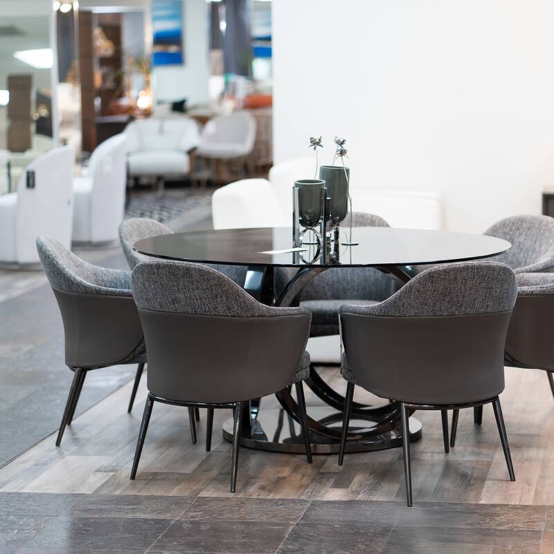 Modrest Praxis Modern Grey Fabric & Leatherette Dining Chair