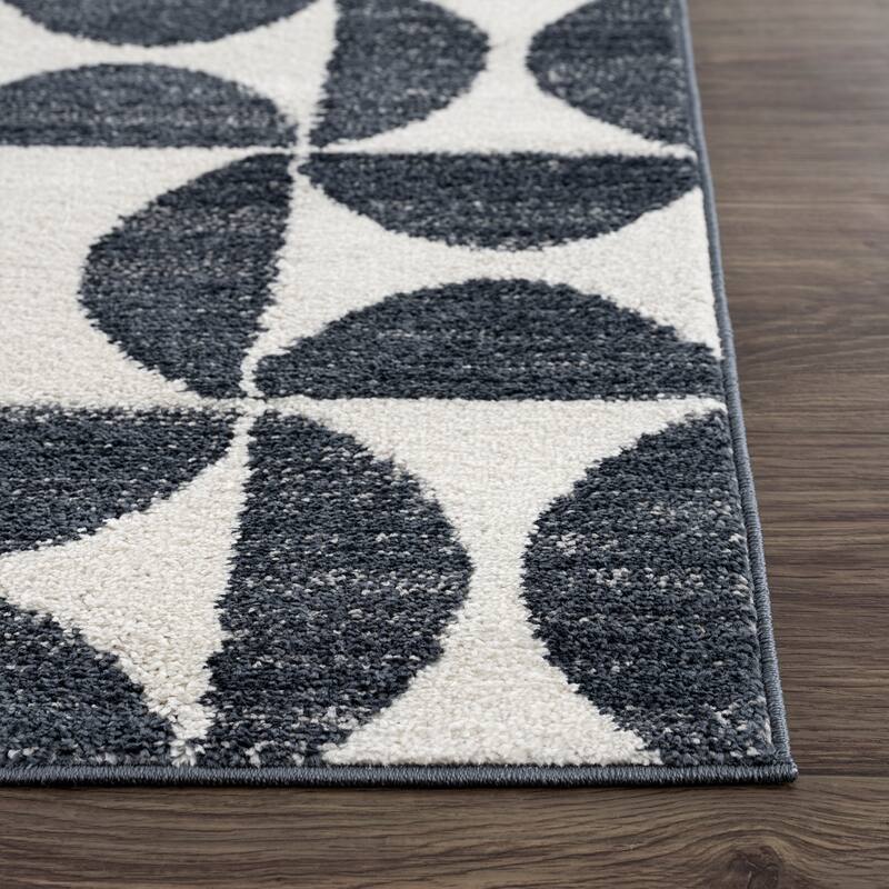 Abani Rugs Nuevo NUE170A High-contrast Charcoal and Ivory Area Rug