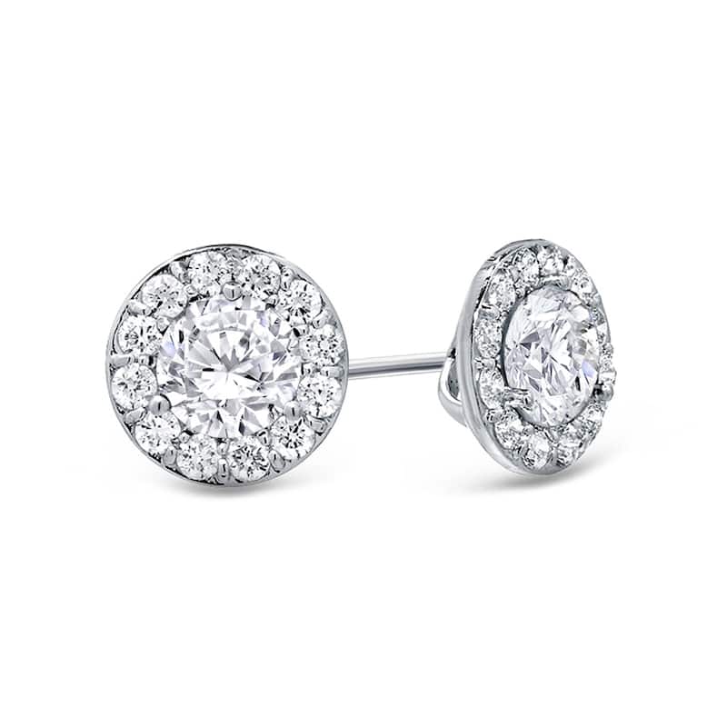 Auriya 14k Gold 3/4ctw Round Halo Diamond Stud Earrings - White